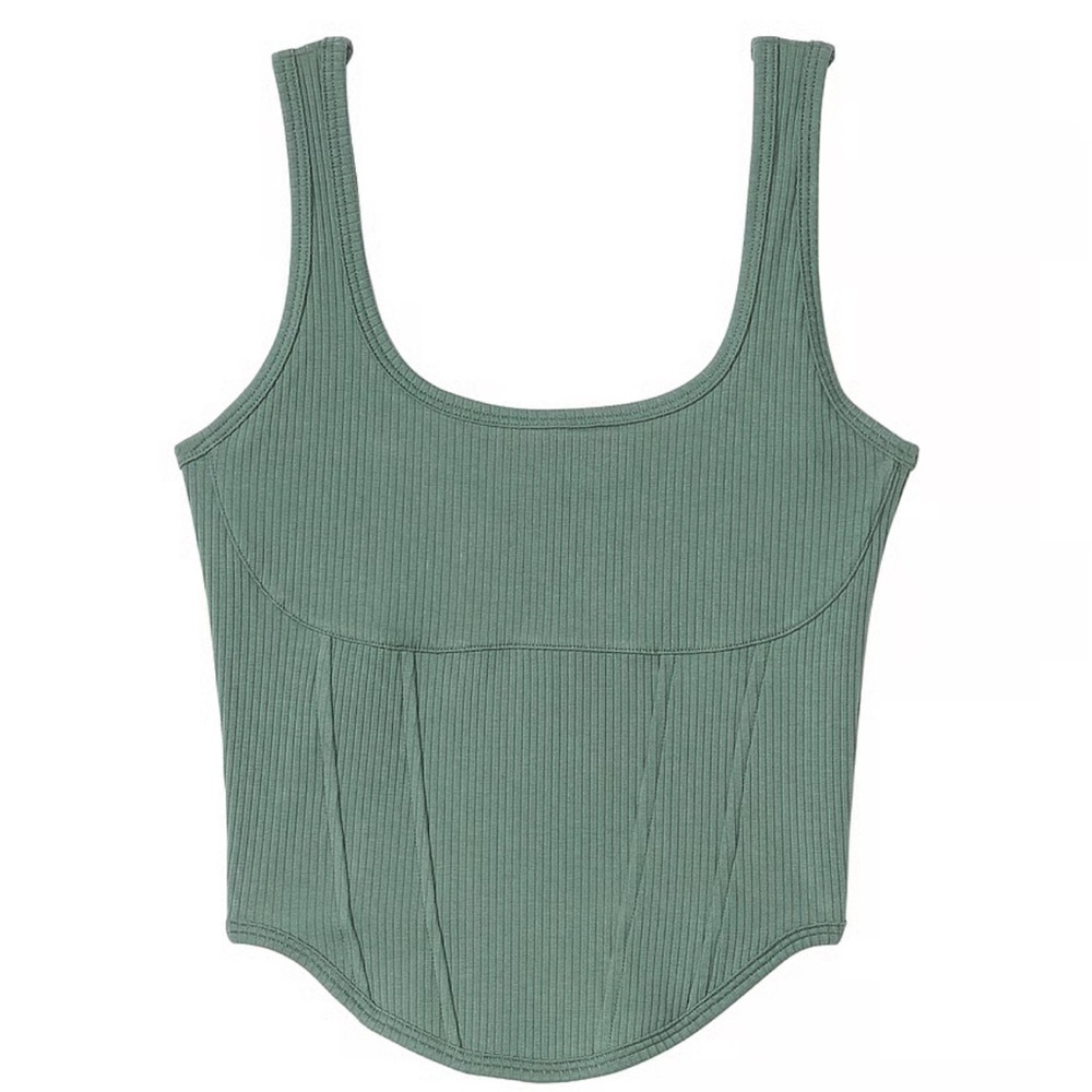 Green Ribbed Tank Top - Picture 3 of 6